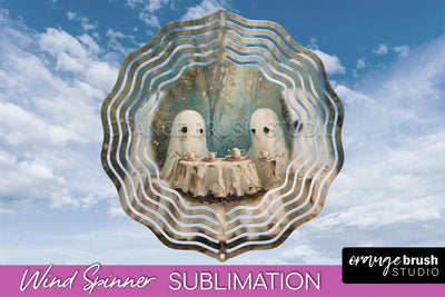 Halloween Wind Spinner - Cute Ghost Wind Spinner Sublimation Sublimation OrangeBrushStudio 
