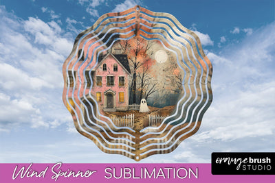 Halloween Wind Spinner - Cute Ghost Wind Spinner Sublimation Sublimation OrangeBrushStudio 