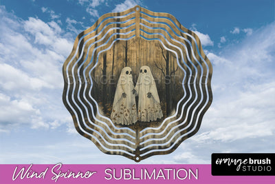 Halloween Wind Spinner - Cute Ghost Wind Spinner Sublimation Sublimation OrangeBrushStudio 