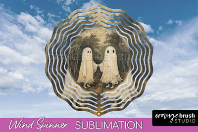 Halloween Wind Spinner - Cute Ghost Wind Spinner Sublimation Sublimation OrangeBrushStudio 