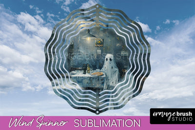 Halloween Wind Spinner - Cute Ghost Wind Spinner Sublimation Sublimation OrangeBrushStudio 