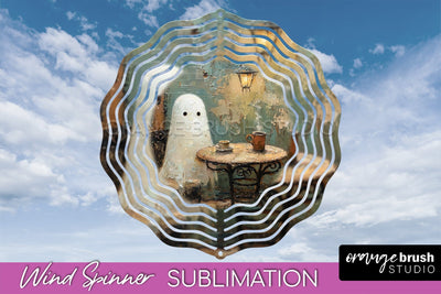 Halloween Wind Spinner - Cute Ghost Wind Spinner Sublimation Sublimation OrangeBrushStudio 