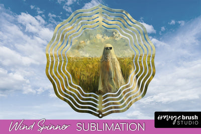 Halloween Wind Spinner - Cute Ghost Wind Spinner Sublimation Sublimation OrangeBrushStudio 