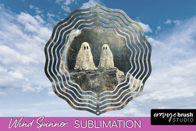 Halloween Wind Spinner - Cute Ghost Wind Spinner Sublimation Sublimation OrangeBrushStudio 
