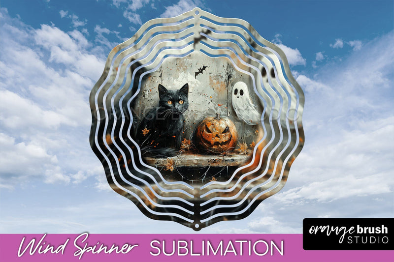 Halloween Wind Spinner - Cute Ghost Wind Spinner Sublimation Sublimation OrangeBrushStudio 