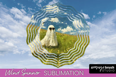 Halloween Wind Spinner - Cute Ghost Wind Spinner Sublimation Sublimation OrangeBrushStudio 