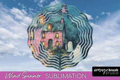 Halloween Wind Spinner - Cute Ghost Wind Spinner Sublimation Sublimation OrangeBrushStudio 