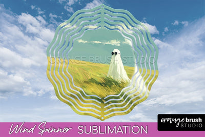 Halloween Wind Spinner - Cute Ghost Wind Spinner Sublimation Sublimation OrangeBrushStudio 