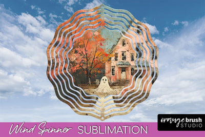 Halloween Wind Spinner - Cute Ghost Wind Spinner Sublimation Sublimation OrangeBrushStudio 