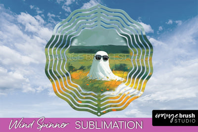 Halloween Wind Spinner - Cute Ghost Wind Spinner Sublimation Sublimation OrangeBrushStudio 