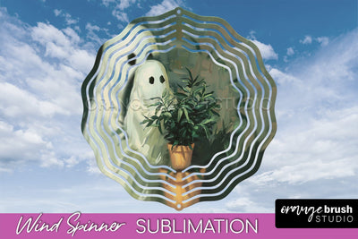 Halloween Wind Spinner - Cute Ghost Wind Spinner Sublimation Sublimation OrangeBrushStudio 