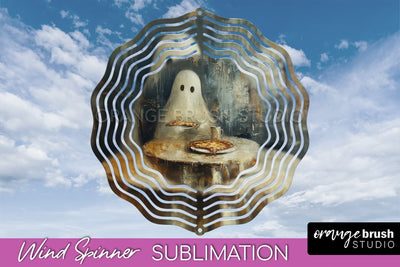 Halloween Wind Spinner - Cute Ghost Wind Spinner Sublimation Sublimation OrangeBrushStudio 