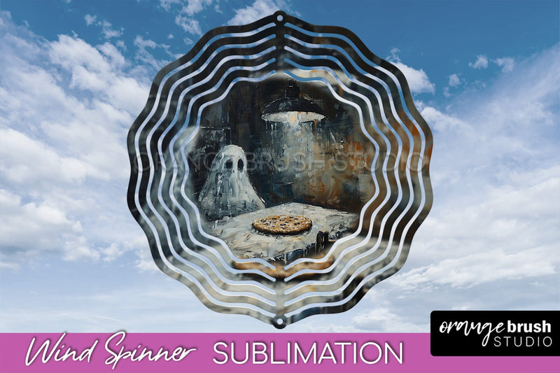 Halloween Wind Spinner - Cute Ghost Wind Spinner Sublimation Sublimation OrangeBrushStudio 