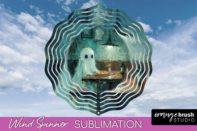 Halloween Wind Spinner - Cute Ghost Wind Spinner Sublimation Sublimation OrangeBrushStudio 