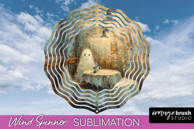 Halloween Wind Spinner - Cute Ghost Wind Spinner Sublimation Sublimation OrangeBrushStudio 