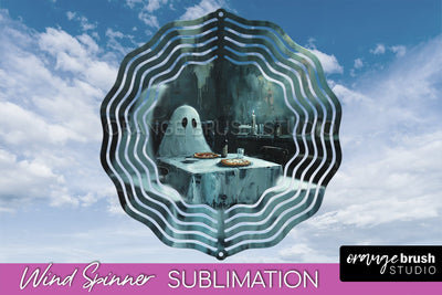 Halloween Wind Spinner - Cute Ghost Wind Spinner Sublimation Sublimation OrangeBrushStudio 