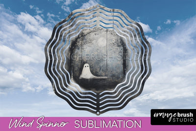 Halloween Wind Spinner - Cute Ghost Wind Spinner Sublimation Sublimation OrangeBrushStudio 
