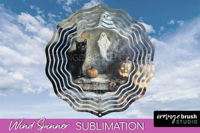 Halloween Wind Spinner - Cute Ghost Wind Spinner Sublimation Sublimation OrangeBrushStudio 