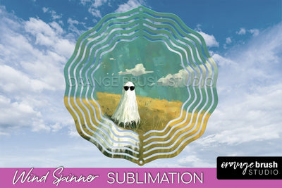 Halloween Wind Spinner - Cute Ghost Wind Spinner Sublimation Sublimation OrangeBrushStudio 