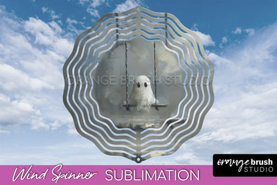 Halloween Wind Spinner - Cute Ghost Wind Spinner Sublimation Sublimation OrangeBrushStudio 