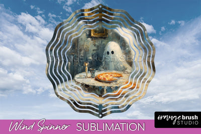 Halloween Wind Spinner - Cute Ghost Wind Spinner Sublimation Sublimation OrangeBrushStudio 