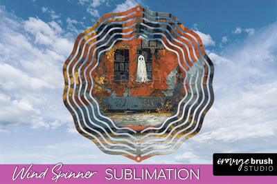 Halloween Wind Spinner - Cute Ghost Wind Spinner Sublimation Sublimation OrangeBrushStudio 