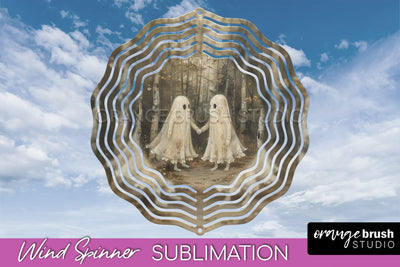 Halloween Wind Spinner - Cute Ghost Wind Spinner Sublimation Sublimation OrangeBrushStudio 