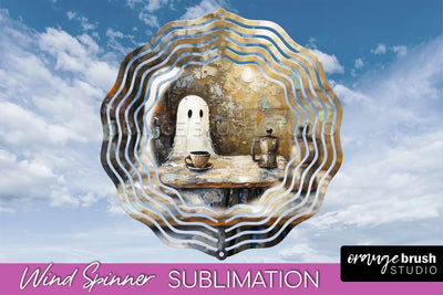 Halloween Wind Spinner - Cute Ghost Wind Spinner Sublimation Sublimation OrangeBrushStudio 