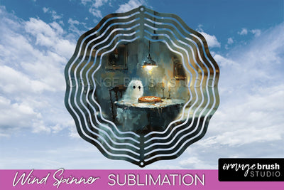 Halloween Wind Spinner - Cute Ghost Wind Spinner Sublimation Sublimation OrangeBrushStudio 