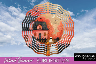 Halloween Wind Spinner - Cute Ghost Wind Spinner Sublimation Sublimation OrangeBrushStudio 