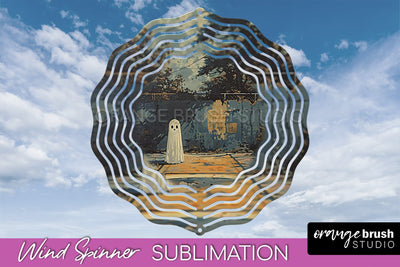 Halloween Wind Spinner - Cute Ghost Wind Spinner Sublimation Sublimation OrangeBrushStudio 