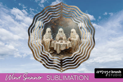 Halloween Wind Spinner - Cute Ghost Wind Spinner Sublimation Sublimation OrangeBrushStudio 