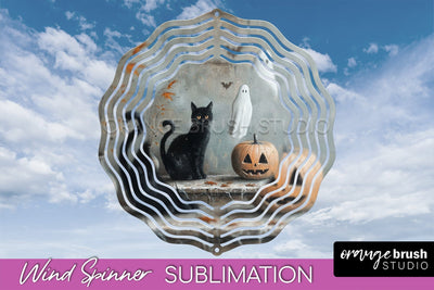 Halloween Wind Spinner - Cute Ghost Wind Spinner Sublimation Sublimation OrangeBrushStudio 