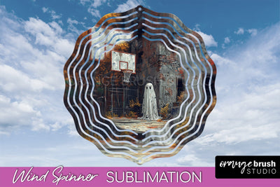 Halloween Wind Spinner - Cute Ghost Wind Spinner Sublimation Sublimation OrangeBrushStudio 