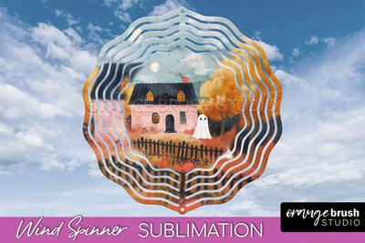 Halloween Wind Spinner - Cute Ghost Wind Spinner Sublimation Sublimation OrangeBrushStudio 