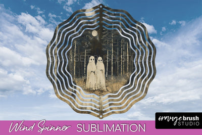 Halloween Wind Spinner - Cute Ghost Wind Spinner Sublimation Sublimation OrangeBrushStudio 