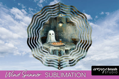 Halloween Wind Spinner - Cute Ghost Wind Spinner Sublimation Sublimation OrangeBrushStudio 