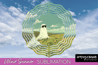 Halloween Wind Spinner - Cute Ghost Wind Spinner Sublimation Sublimation OrangeBrushStudio 