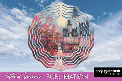 Halloween Wind Spinner - Cute Ghost Wind Spinner Sublimation Sublimation OrangeBrushStudio 