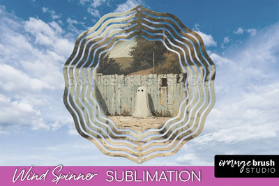 Halloween Wind Spinner - Cute Ghost Wind Spinner Sublimation Sublimation OrangeBrushStudio 