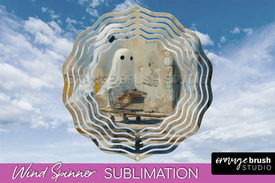 Halloween Wind Spinner - Cute Ghost Wind Spinner Sublimation Sublimation OrangeBrushStudio 