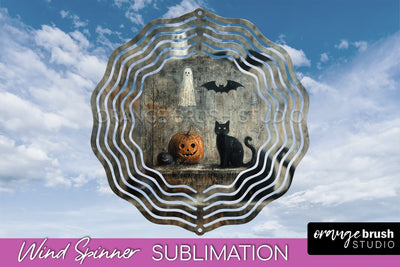 Halloween Wind Spinner - Cute Ghost Wind Spinner Sublimation Sublimation OrangeBrushStudio 