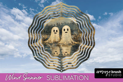 Halloween Wind Spinner - Cute Ghost Wind Spinner Sublimation Sublimation OrangeBrushStudio 