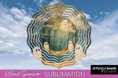 Halloween Wind Spinner - Cute Ghost Wind Spinner Sublimation Sublimation OrangeBrushStudio 