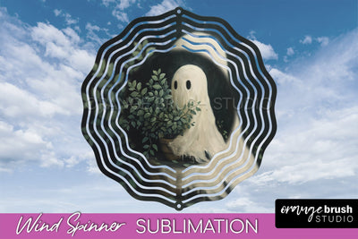Halloween Wind Spinner - Cute Ghost Wind Spinner Sublimation Sublimation OrangeBrushStudio 