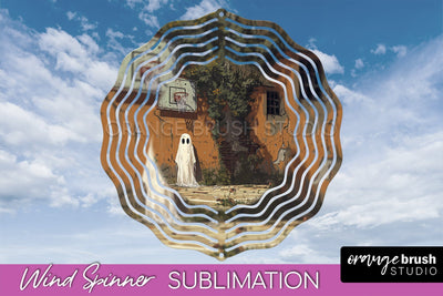 Halloween Wind Spinner - Cute Ghost Wind Spinner Sublimation Sublimation OrangeBrushStudio 