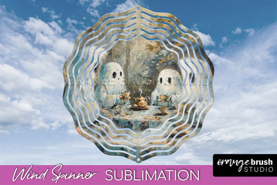 Halloween Wind Spinner - Cute Ghost Wind Spinner Sublimation Sublimation OrangeBrushStudio 