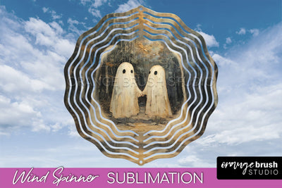 Halloween Wind Spinner - Cute Ghost Wind Spinner Sublimation Sublimation OrangeBrushStudio 