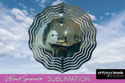 Halloween Wind Spinner - Cute Ghost Wind Spinner Sublimation Sublimation OrangeBrushStudio 