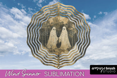 Halloween Wind Spinner - Cute Ghost Wind Spinner Sublimation Sublimation OrangeBrushStudio 